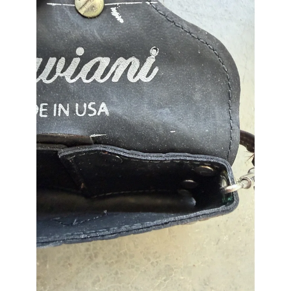 Raviani Made USA Brown Croc Embossed Leather Rhinestone Wristlet Belt Pouch